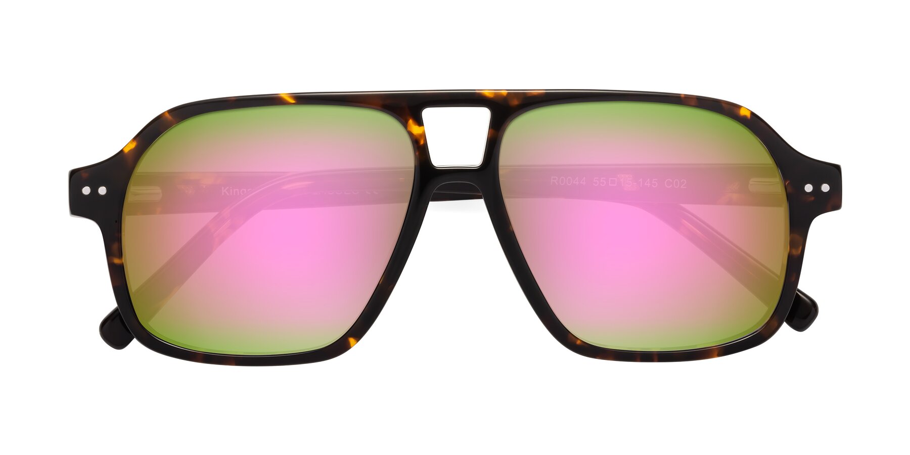 Folded Front of Kingston in Tortoise with Pink Mirrored Lenses