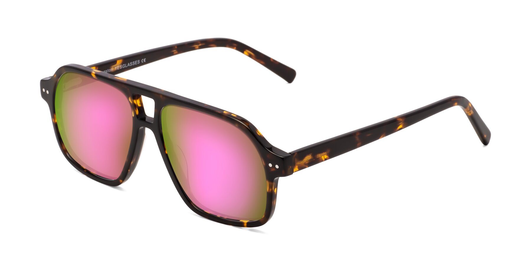 Angle of Kingston in Tortoise with Pink Mirrored Lenses