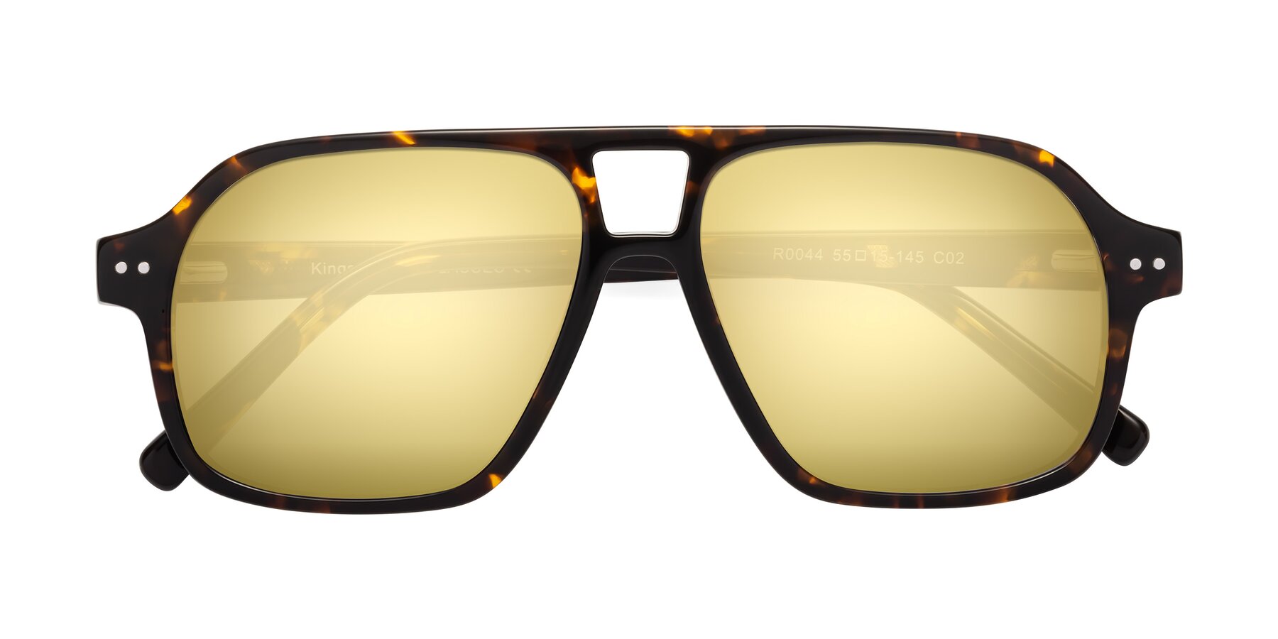 Folded Front of Kingston in Tortoise with Gold Mirrored Lenses