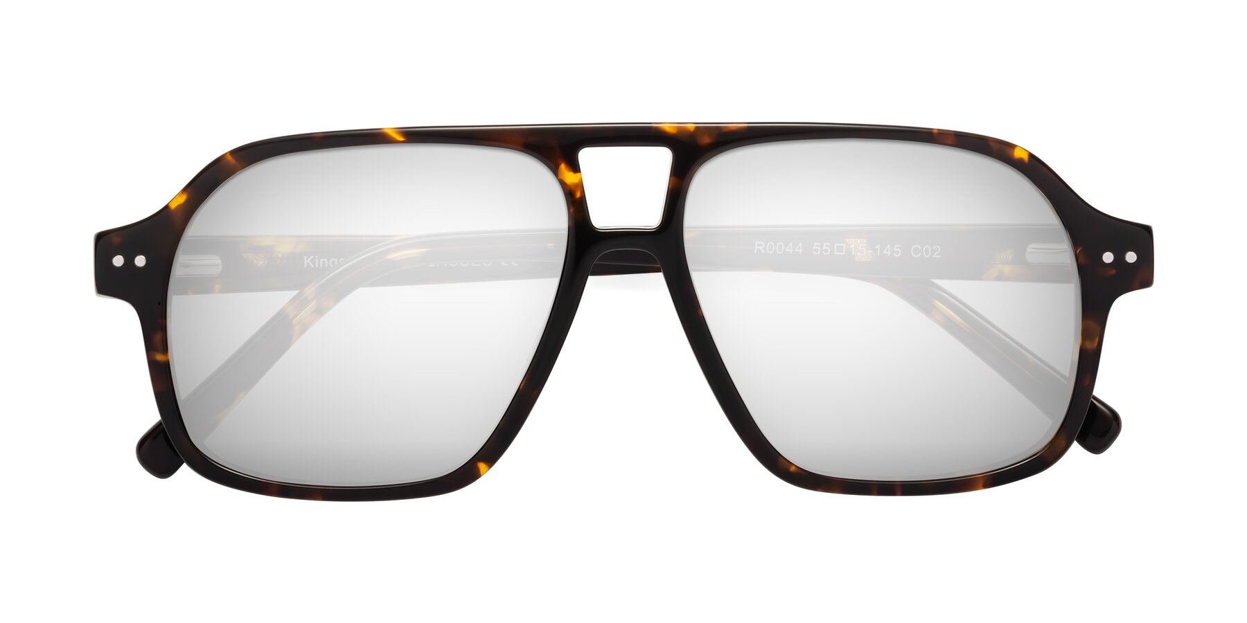Folded Front of Kingston in Tortoise with Silver Mirrored Lenses