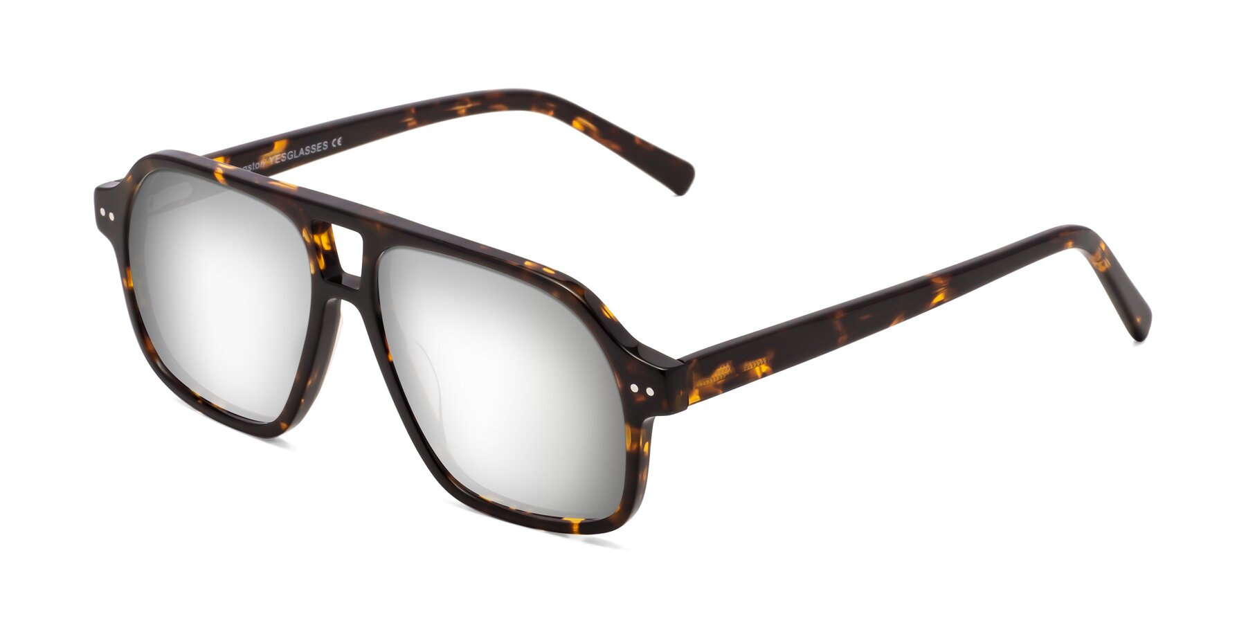 Angle of Kingston in Tortoise with Silver Mirrored Lenses