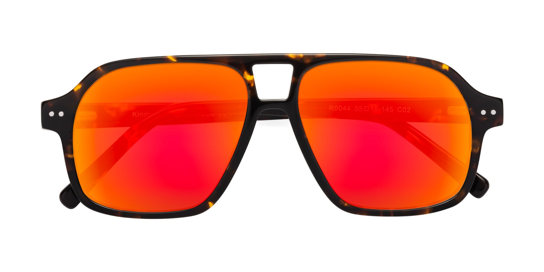 Folded Front of Kingston in Tortoise with Red Gold Mirrored Lenses