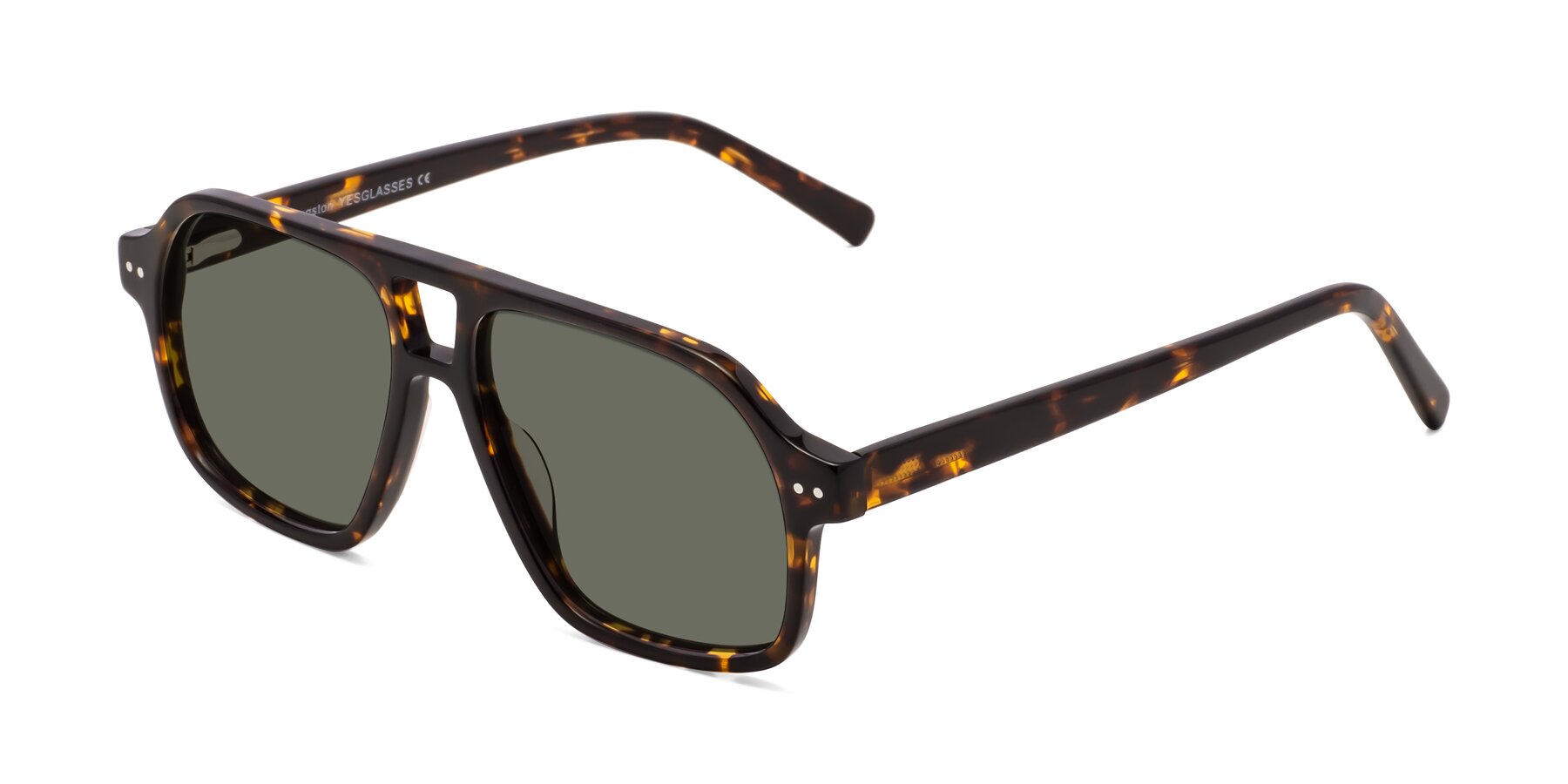 Tortoise Grandpa Oversized Aviator Polarized Sunglasses with Gray Sunwear Lenses - Kingston