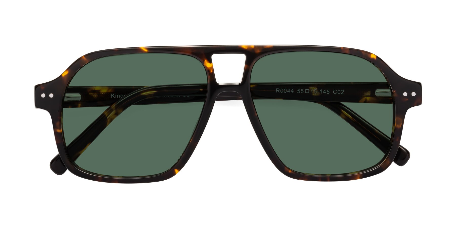 Tortoise Grandpa Oversized Aviator Polarized Sunglasses with Green Sunwear Lenses - Kingston