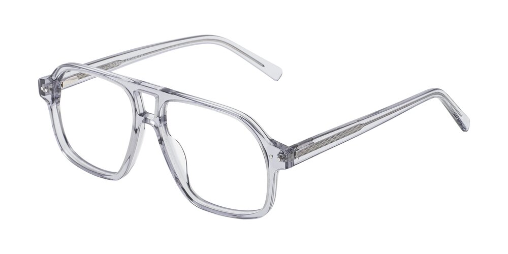 Transparent Gray Grandpa Oversized Aviator Eyeglasses Kingston