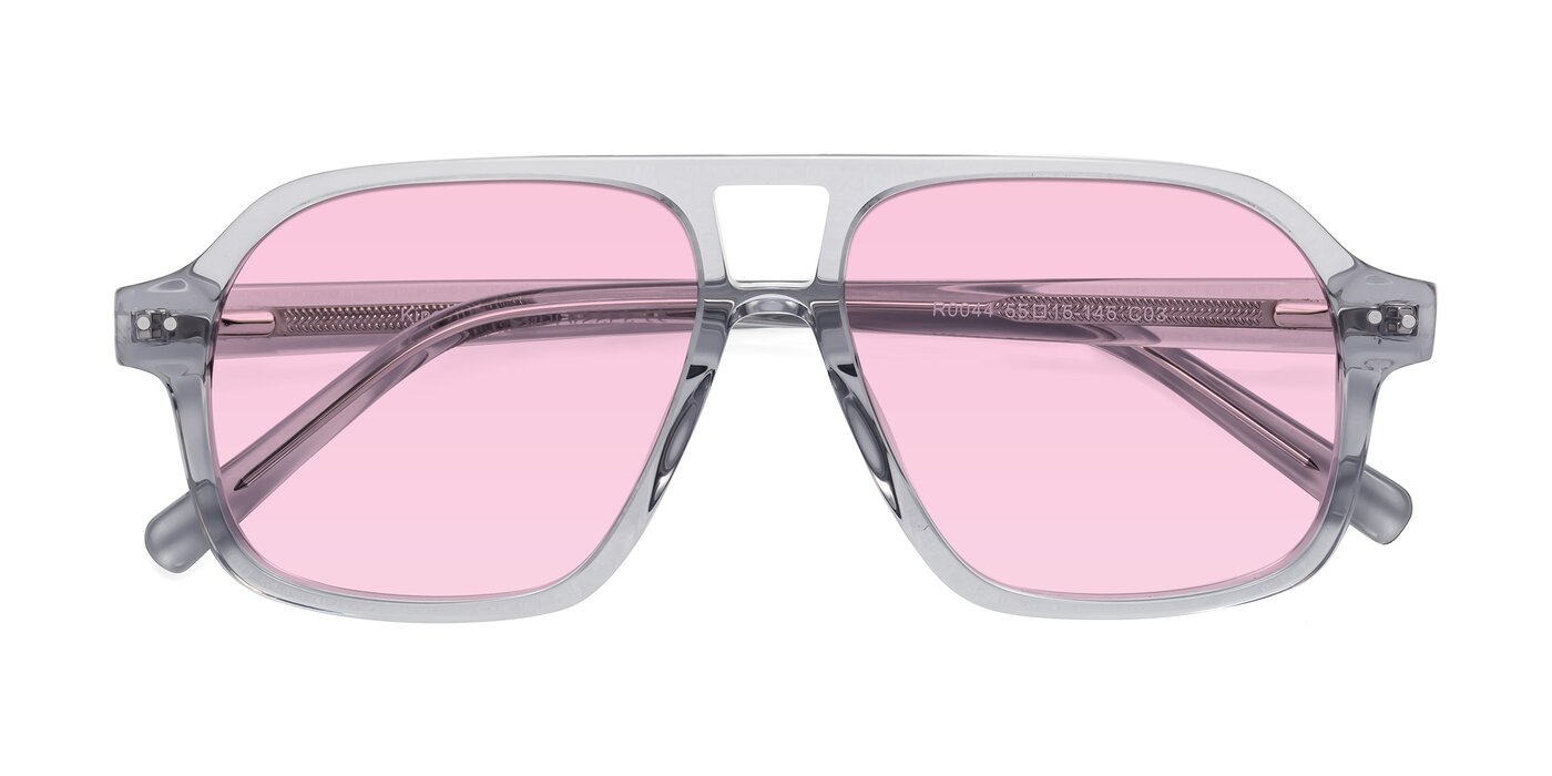 Transparent Gray Grandpa Oversized Aviator Tinted Sunglasses with Light