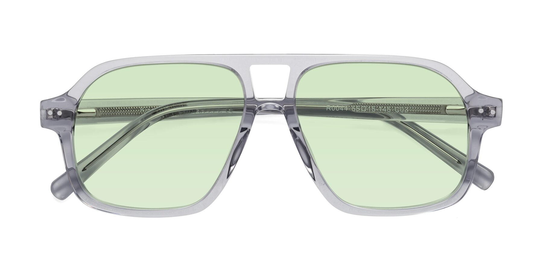 Folded Front of Kingston in Transparent Gray with Light Green Tinted Lenses