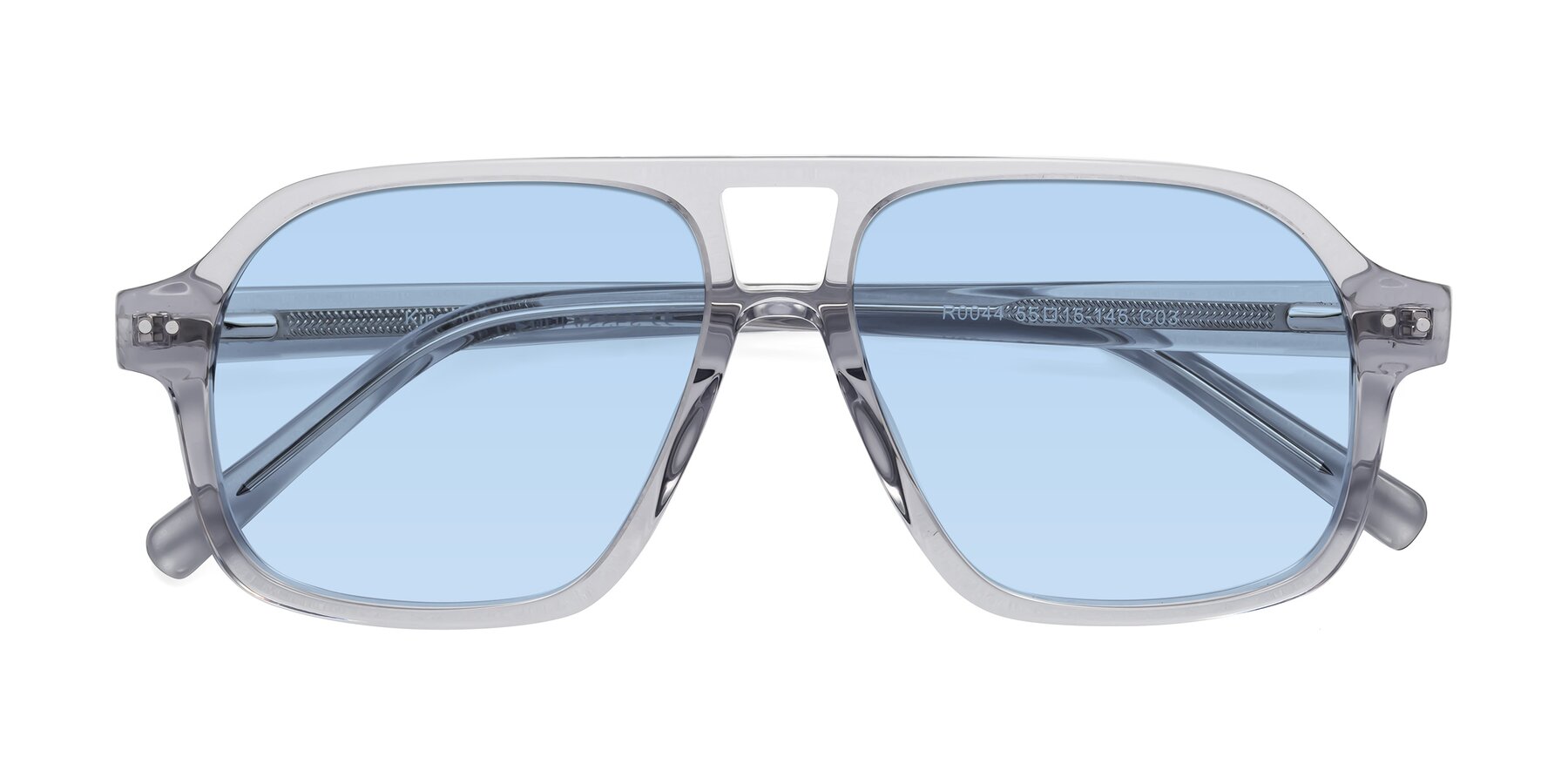 Folded Front of Kingston in Transparent Gray with Light Blue Tinted Lenses
