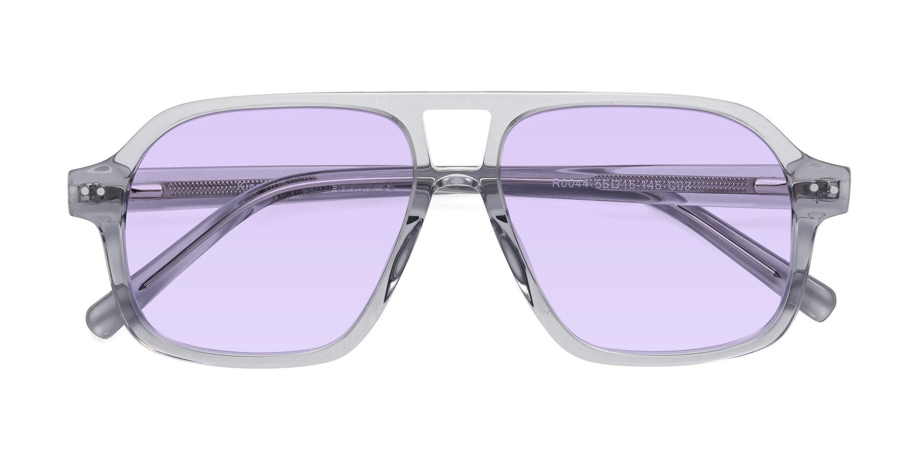 Folded Front of Kingston in Transparent Gray with Light Purple Tinted Lenses