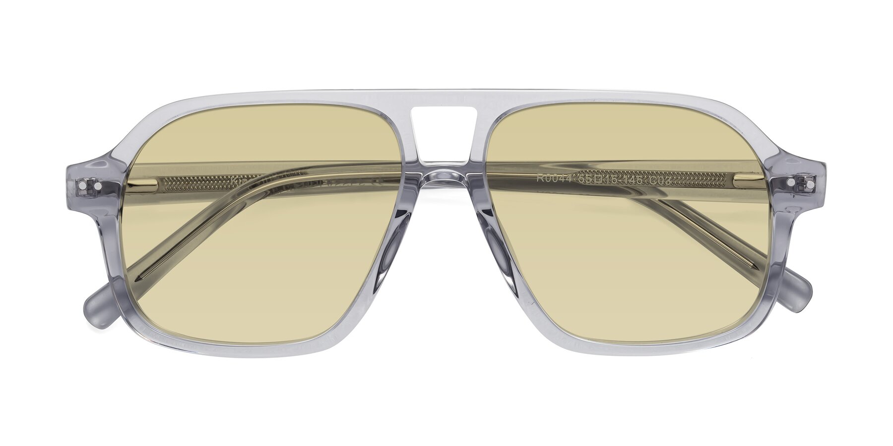 Folded Front of Kingston in Transparent Gray with Light Champagne Tinted Lenses