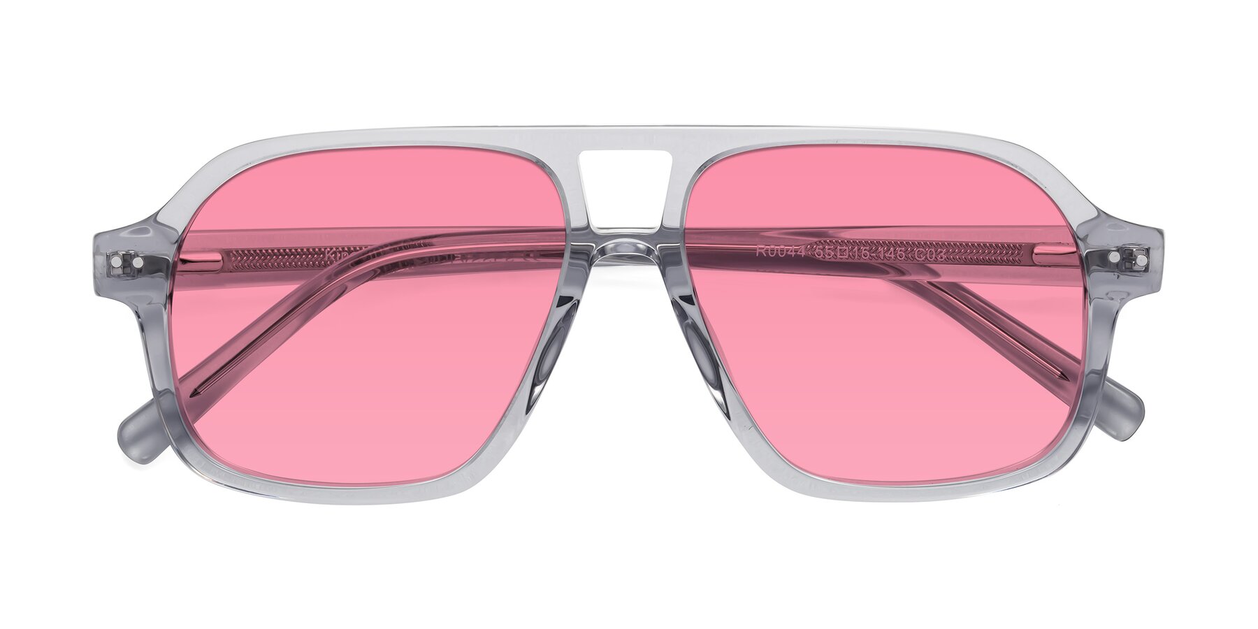 Folded Front of Kingston in Transparent Gray with Pink Tinted Lenses