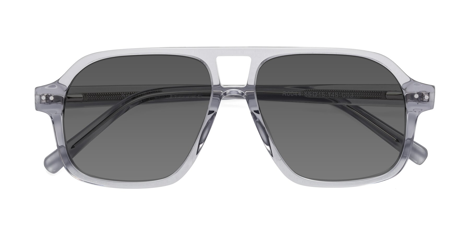 Folded Front of Kingston in Transparent Gray with Medium Gray Tinted Lenses