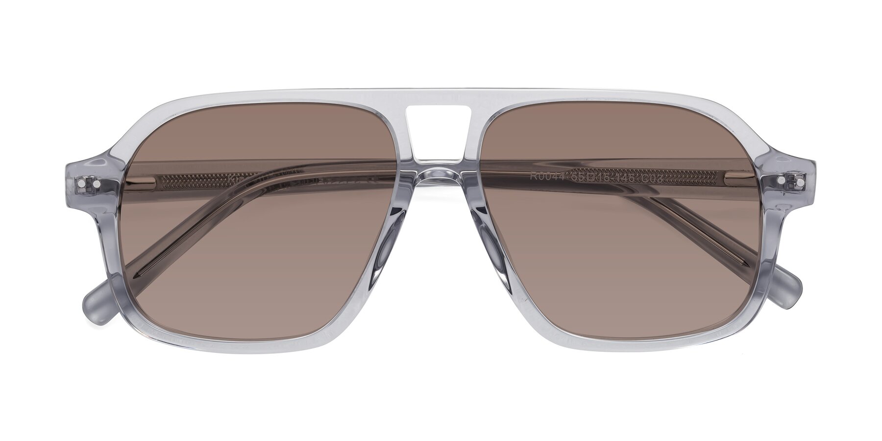 Folded Front of Kingston in Transparent Gray with Medium Brown Tinted Lenses