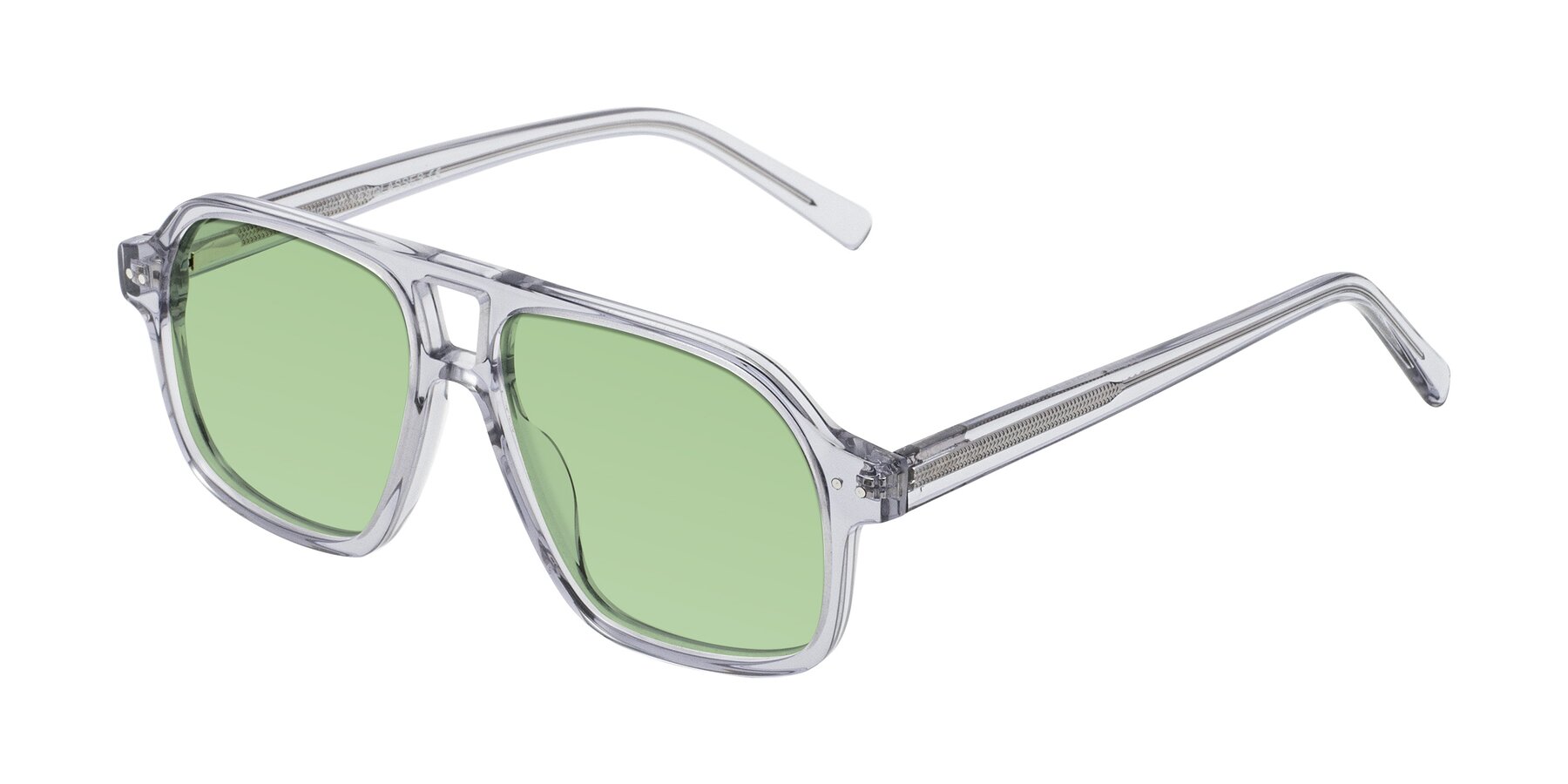 Angle of Kingston in Transparent Gray with Medium Green Tinted Lenses