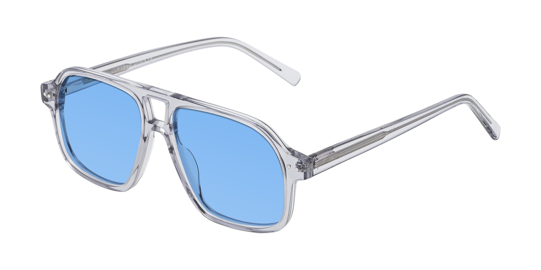 Angle of Kingston in Transparent Gray with Medium Blue Tinted Lenses