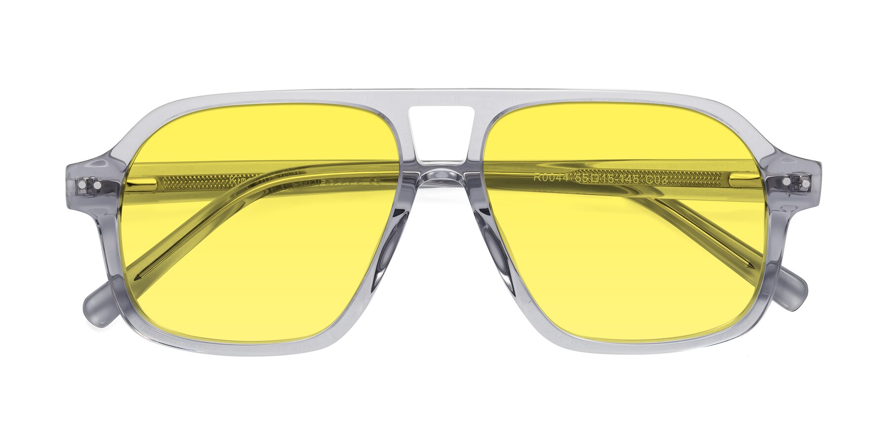 Folded Front of Kingston in Transparent Gray with Medium Yellow Tinted Lenses