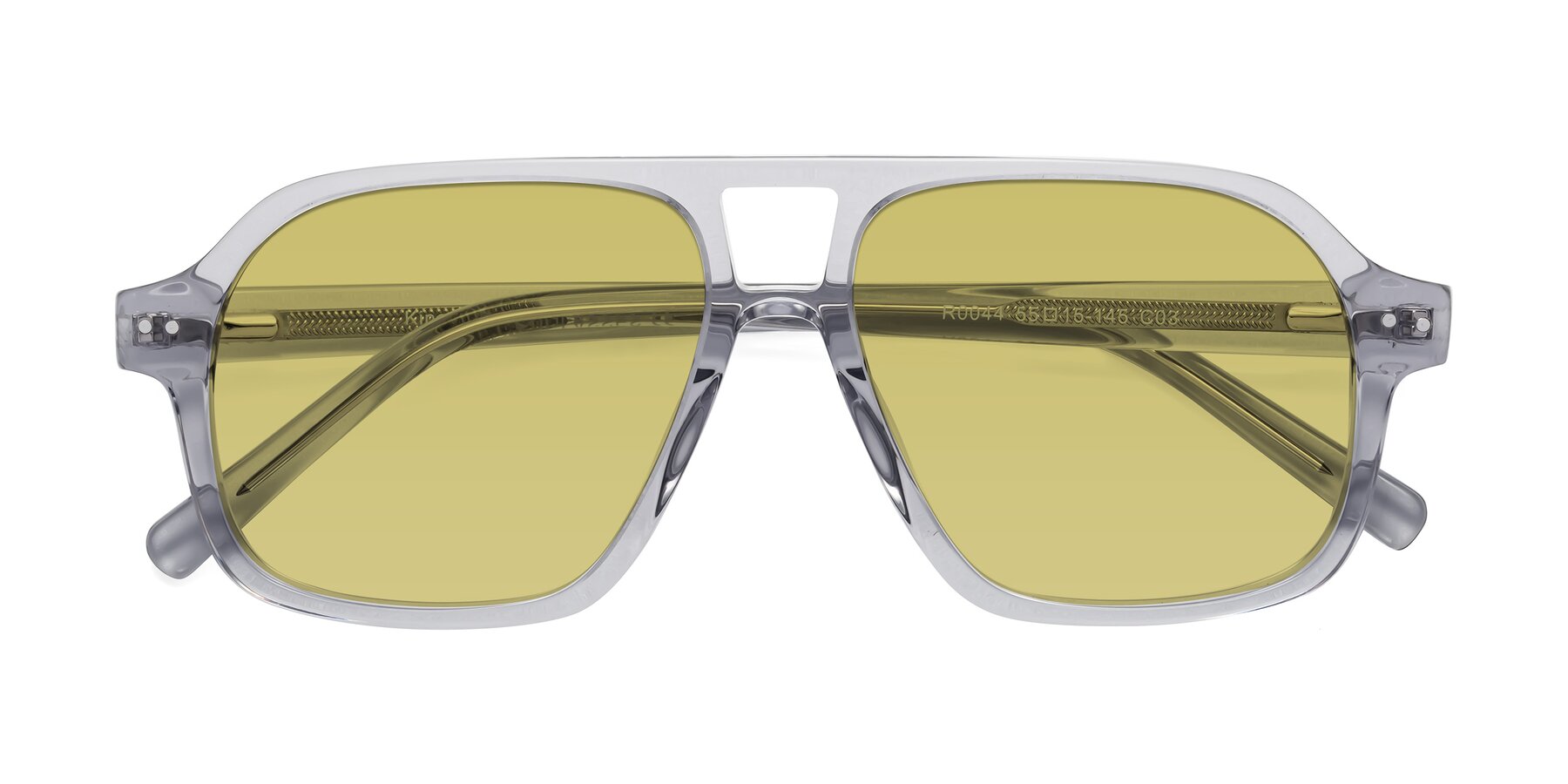 Folded Front of Kingston in Transparent Gray with Medium Champagne Tinted Lenses