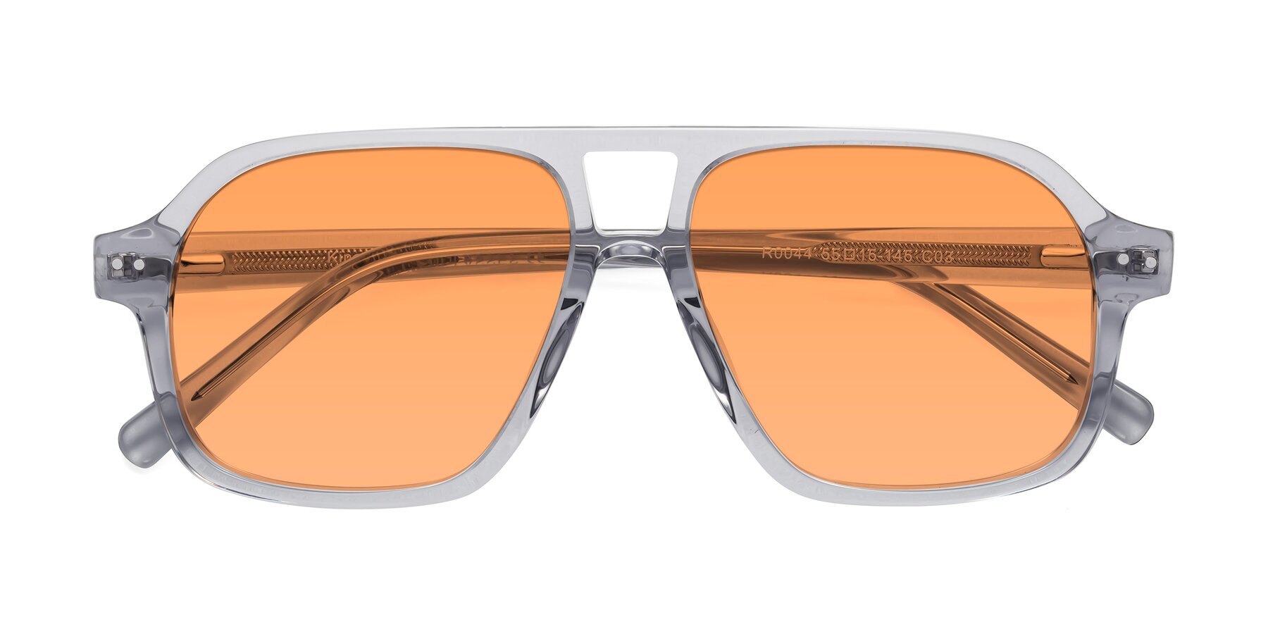 Folded Front of Kingston in Transparent Gray with Medium Orange Tinted Lenses