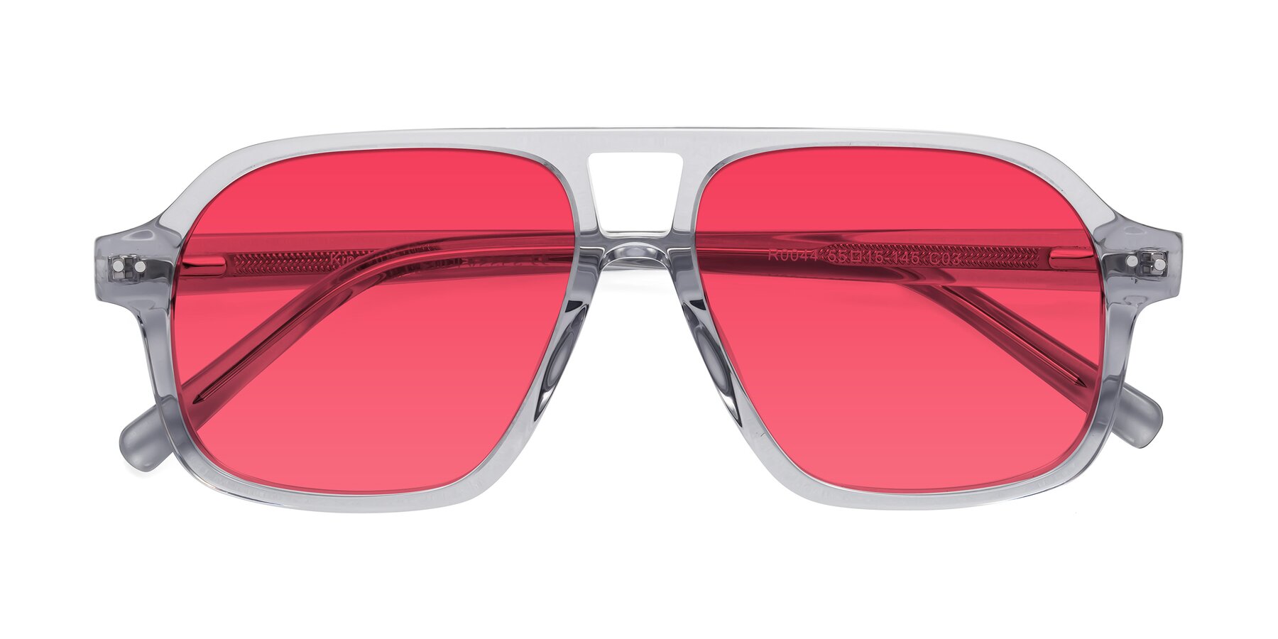 Folded Front of Kingston in Transparent Gray with Red Tinted Lenses