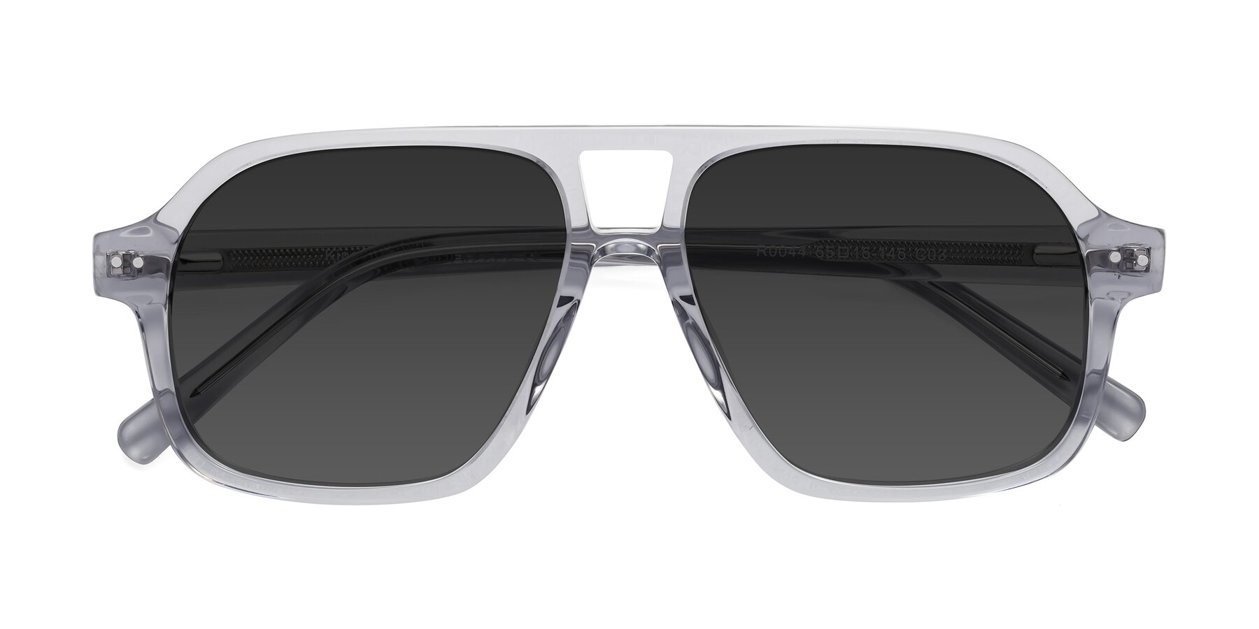 Folded Front of Kingston in Transparent Gray with Gray Tinted Lenses