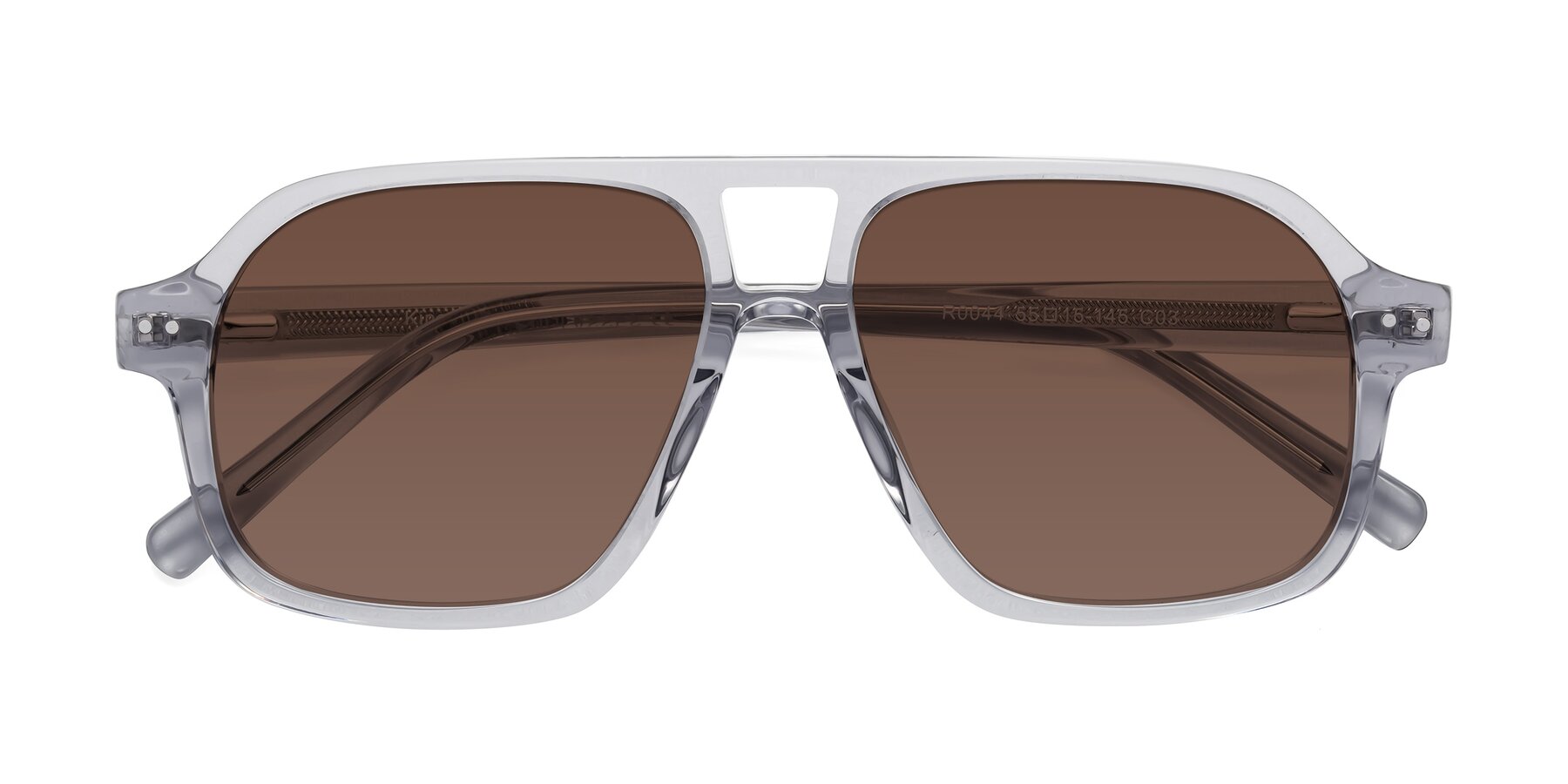 Folded Front of Kingston in Transparent Gray with Brown Tinted Lenses