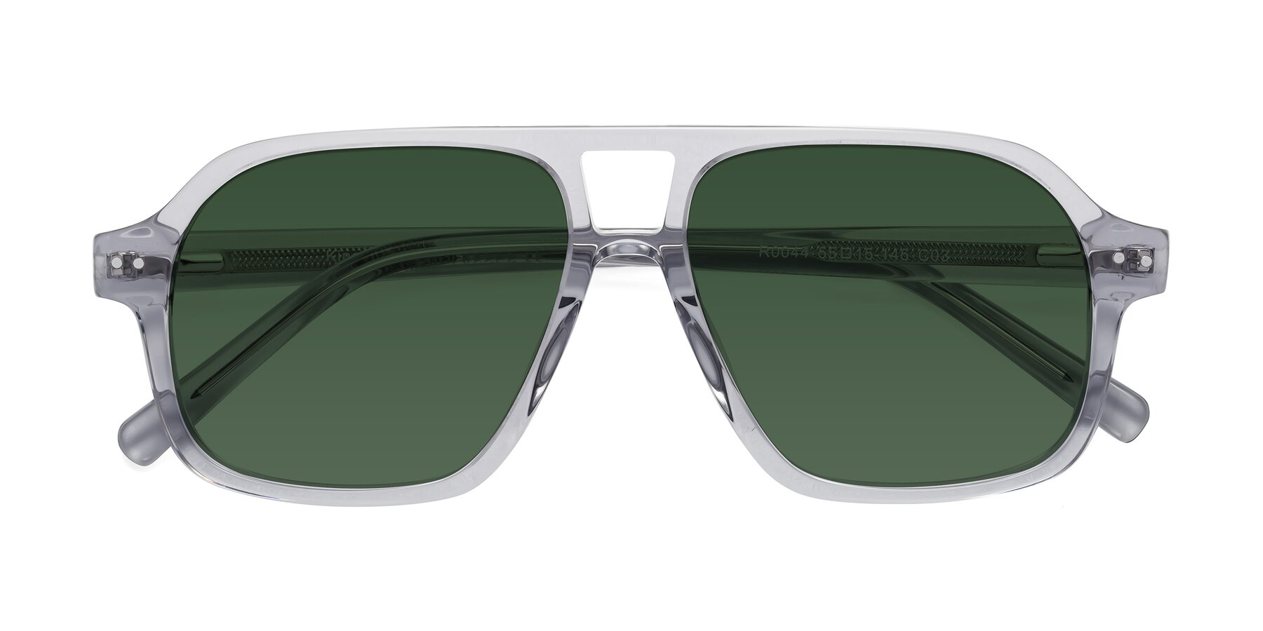 Folded Front of Kingston in Transparent Gray with Green Tinted Lenses