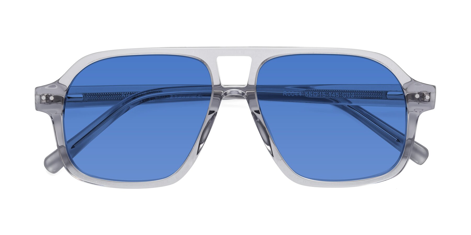 Folded Front of Kingston in Transparent Gray with Blue Tinted Lenses