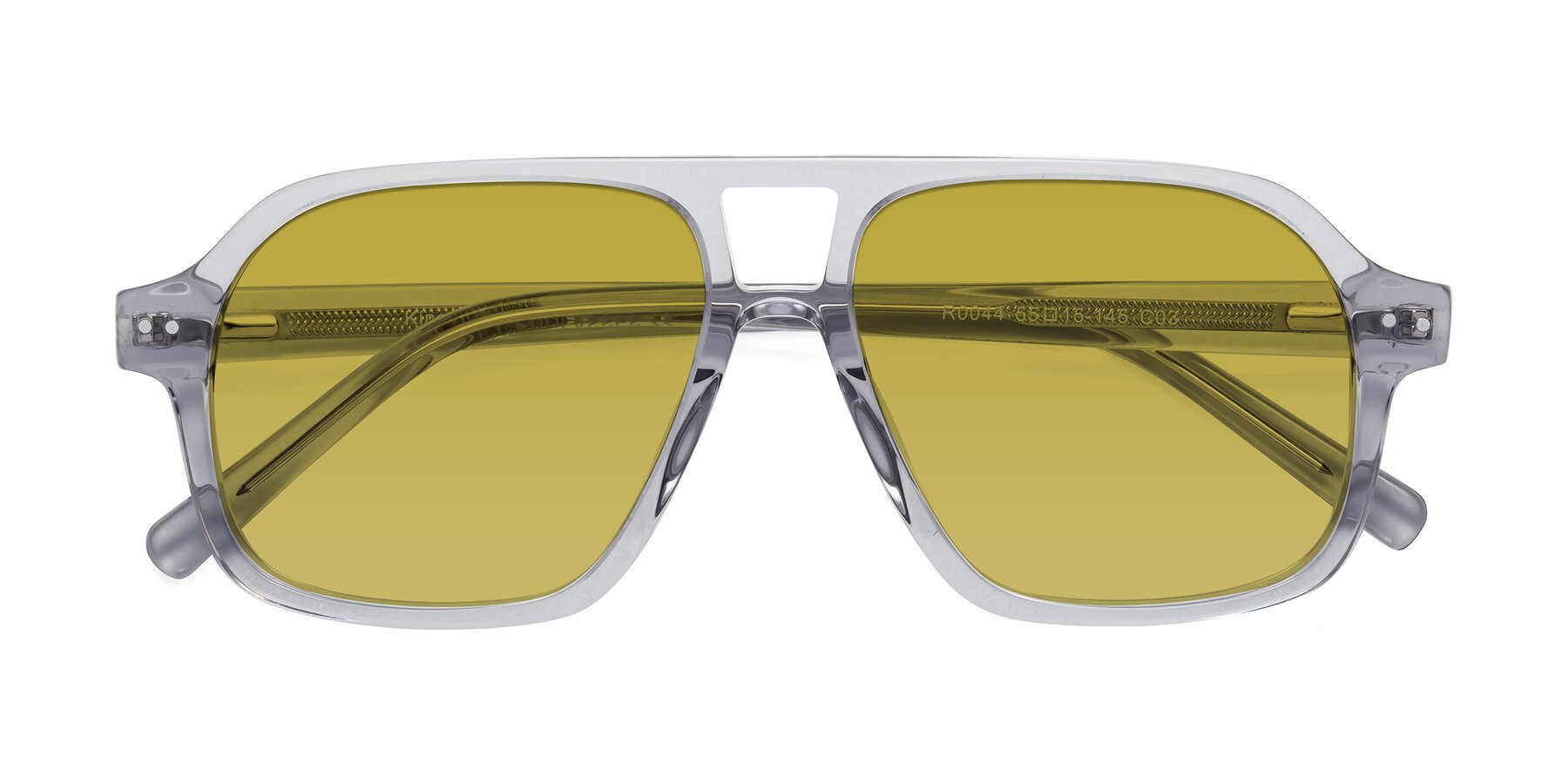 Folded Front of Kingston in Transparent Gray with Champagne Tinted Lenses