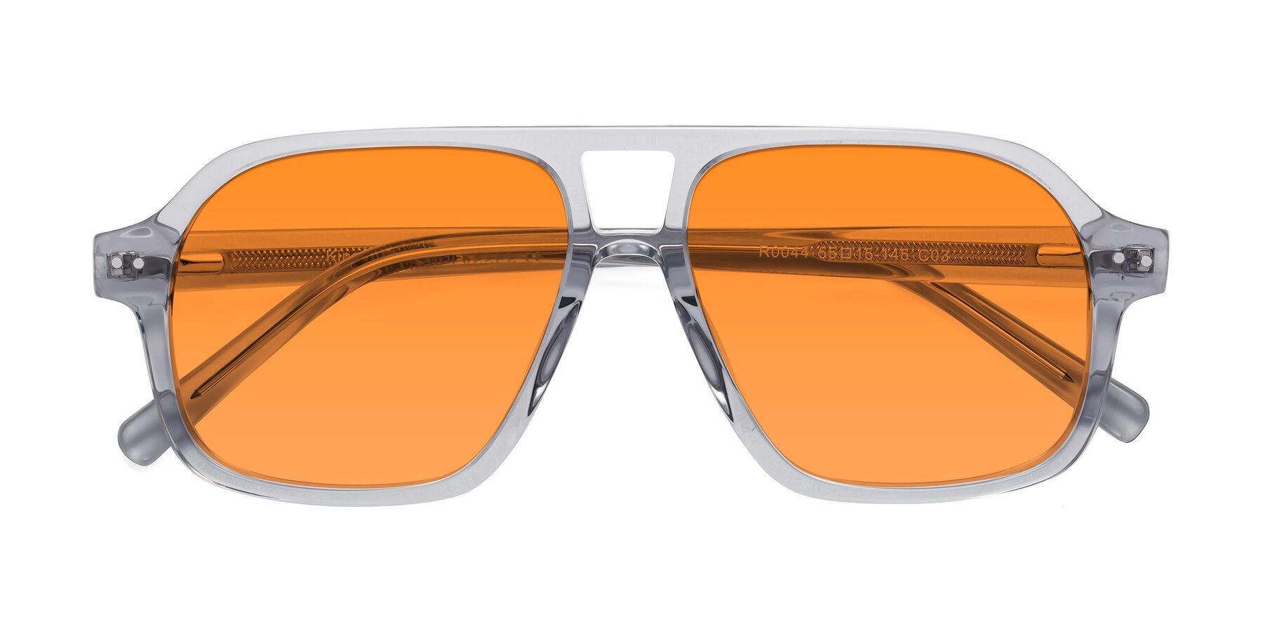 Folded Front of Kingston in Transparent Gray with Orange Tinted Lenses