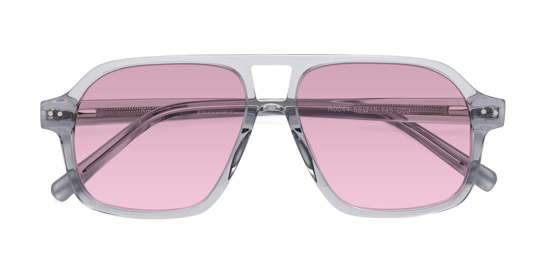 Folded Front of Kingston in Transparent Gray with Light Wine Tinted Lenses