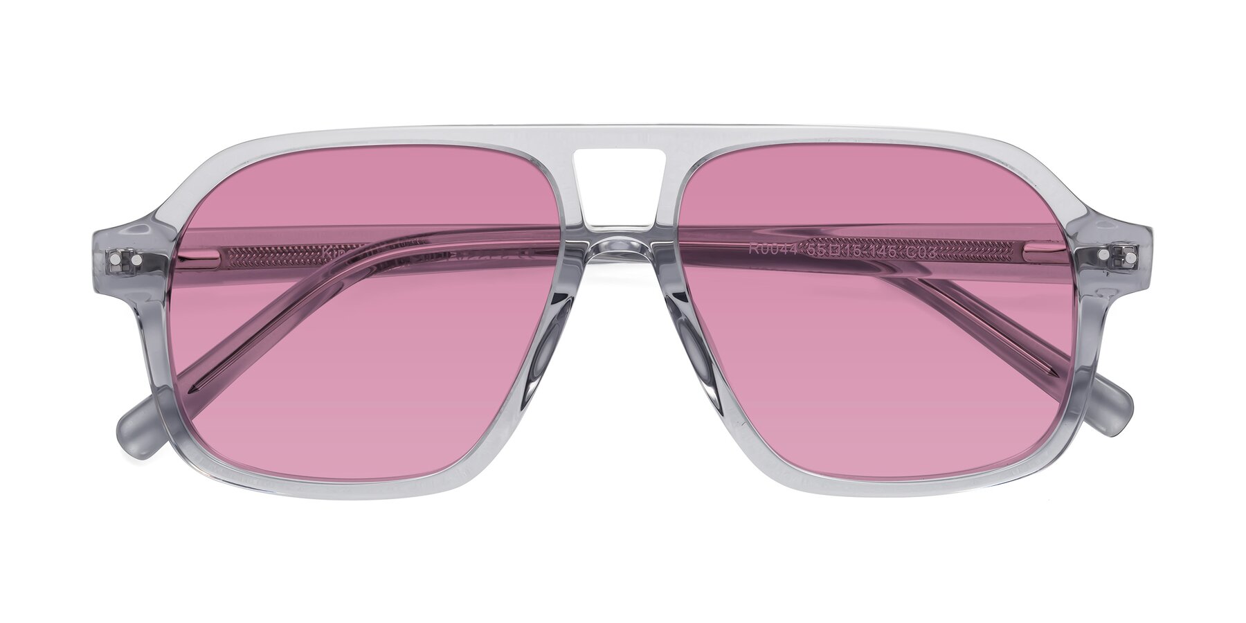 Folded Front of Kingston in Transparent Gray with Medium Wine Tinted Lenses