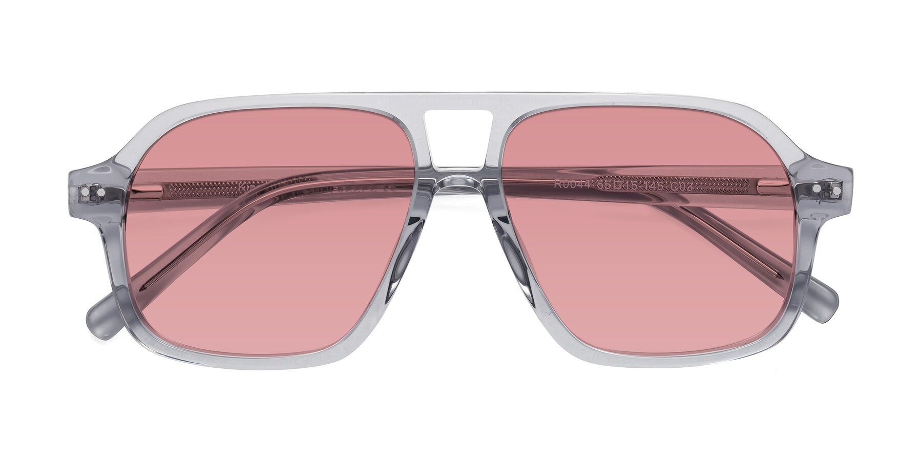 Folded Front of Kingston in Transparent Gray with Medium Garnet Tinted Lenses