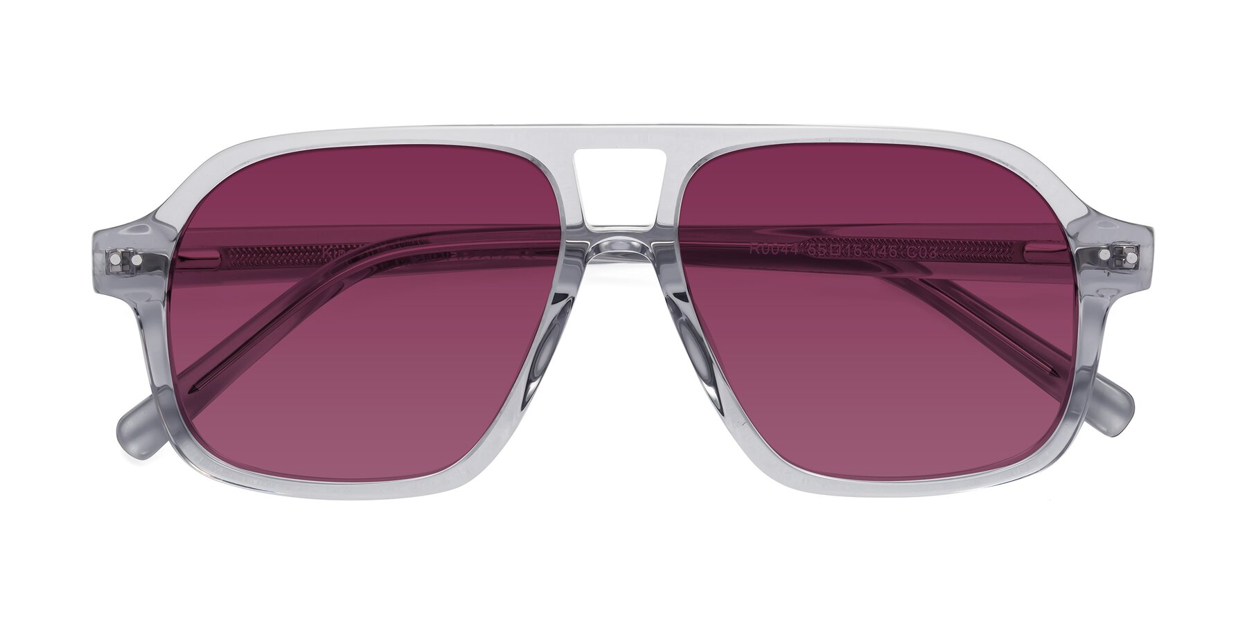 Folded Front of Kingston in Transparent Gray with Wine Tinted Lenses