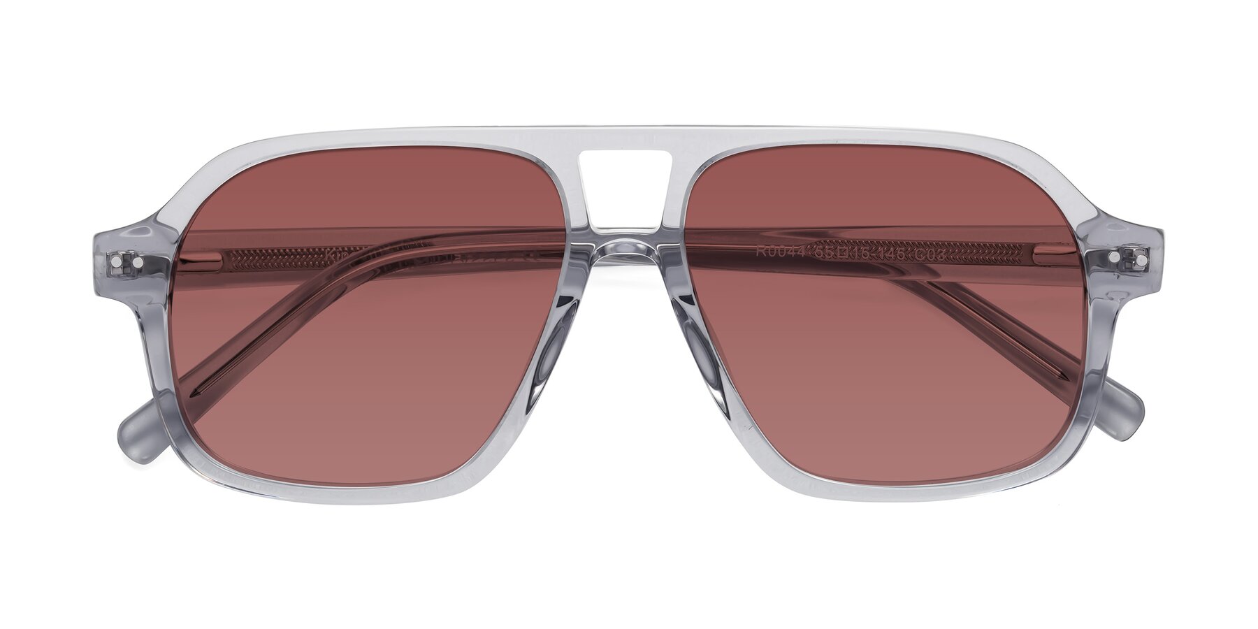 Folded Front of Kingston in Transparent Gray with Garnet Tinted Lenses