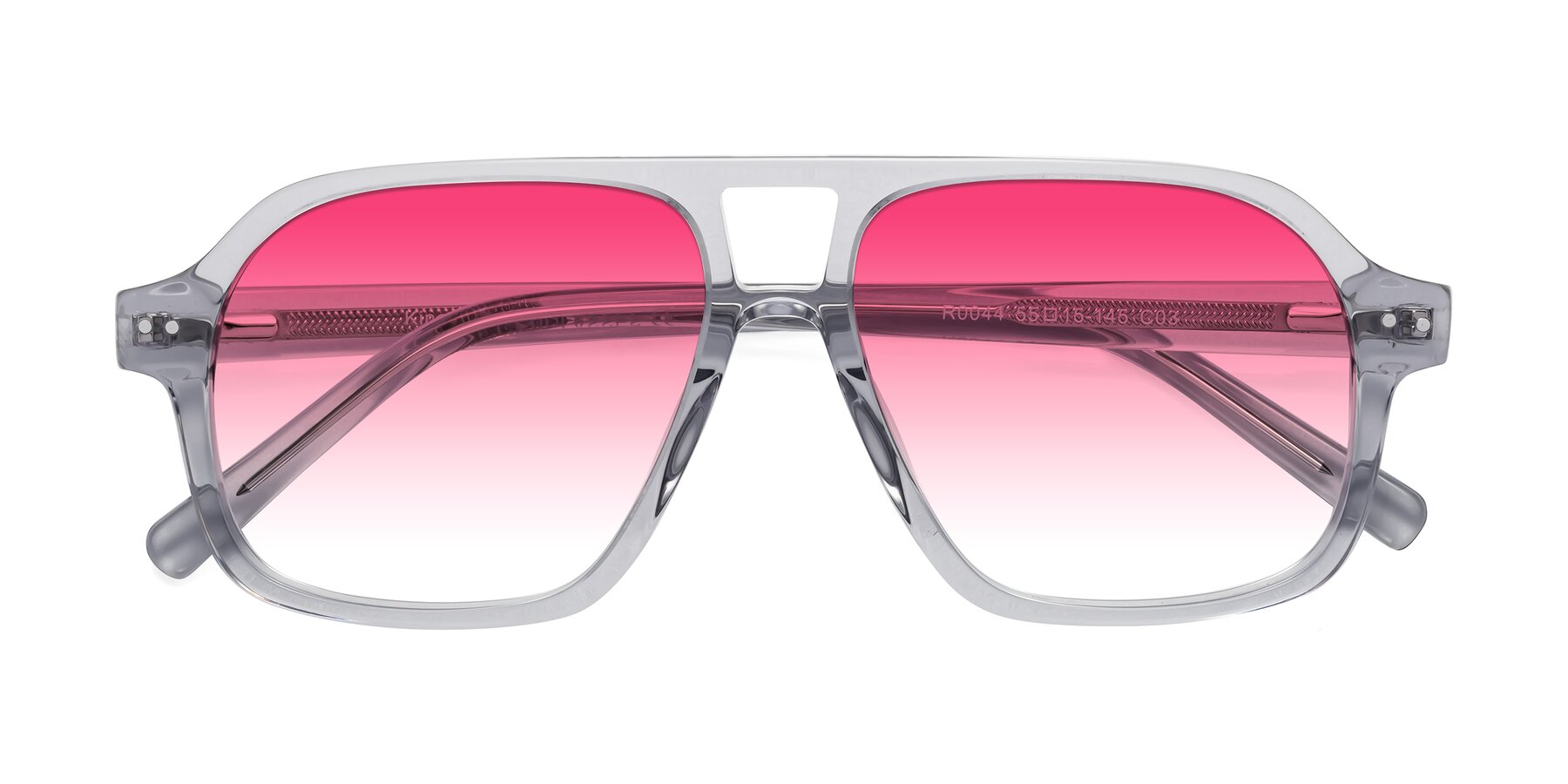 Folded Front of Kingston in Transparent Gray with Pink Gradient Lenses
