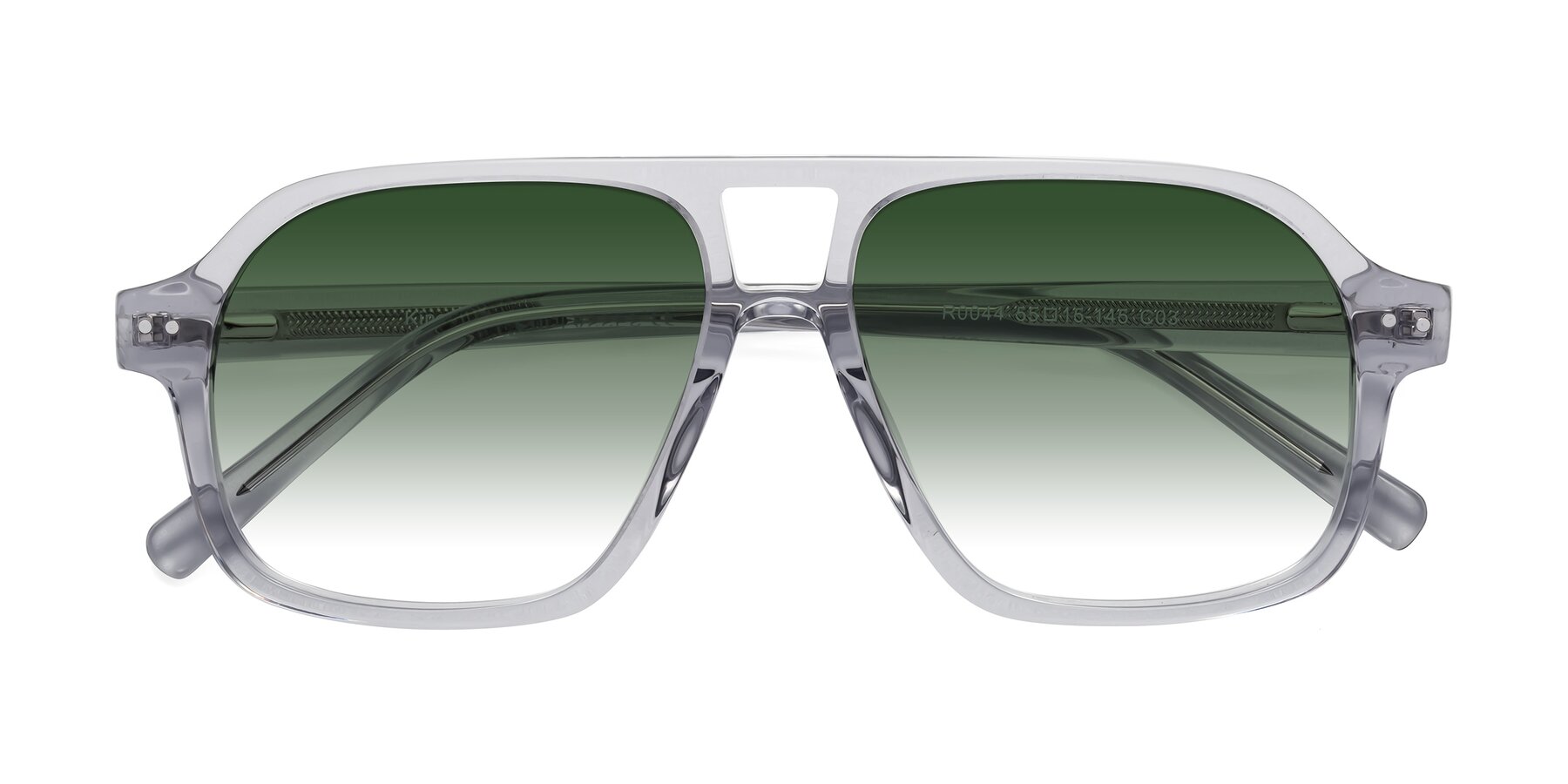 Folded Front of Kingston in Transparent Gray with Green Gradient Lenses