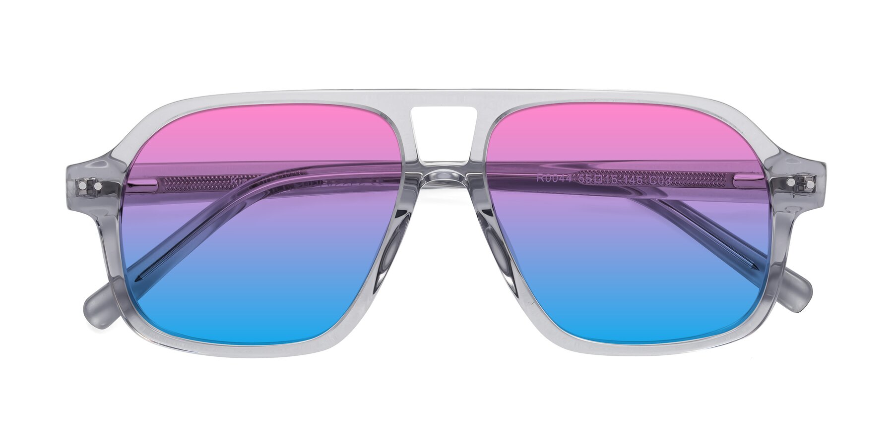 Folded Front of Kingston in Transparent Gray with Pink / Blue Gradient Lenses