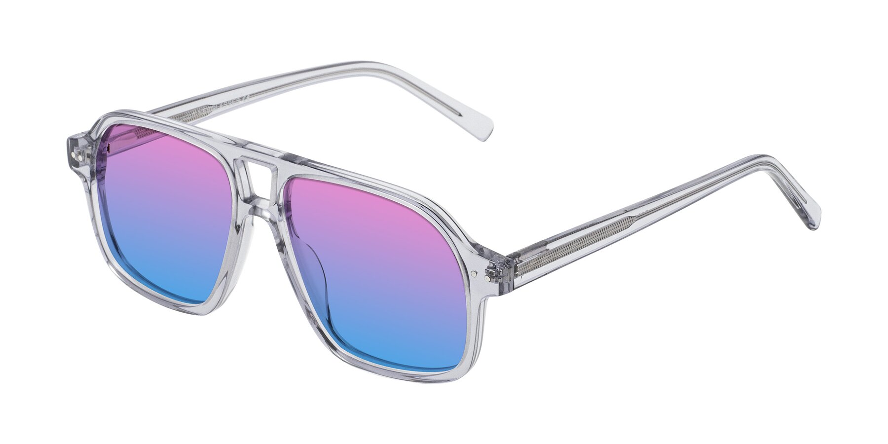 Angle of Kingston in Transparent Gray with Pink / Blue Gradient Lenses