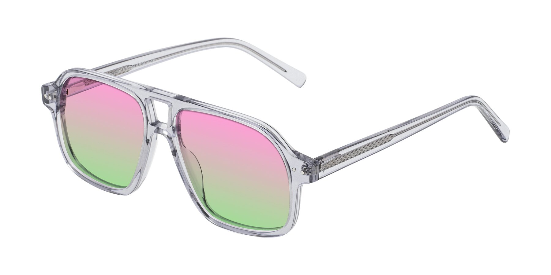 Angle of Kingston in Transparent Gray with Pink / Green Gradient Lenses