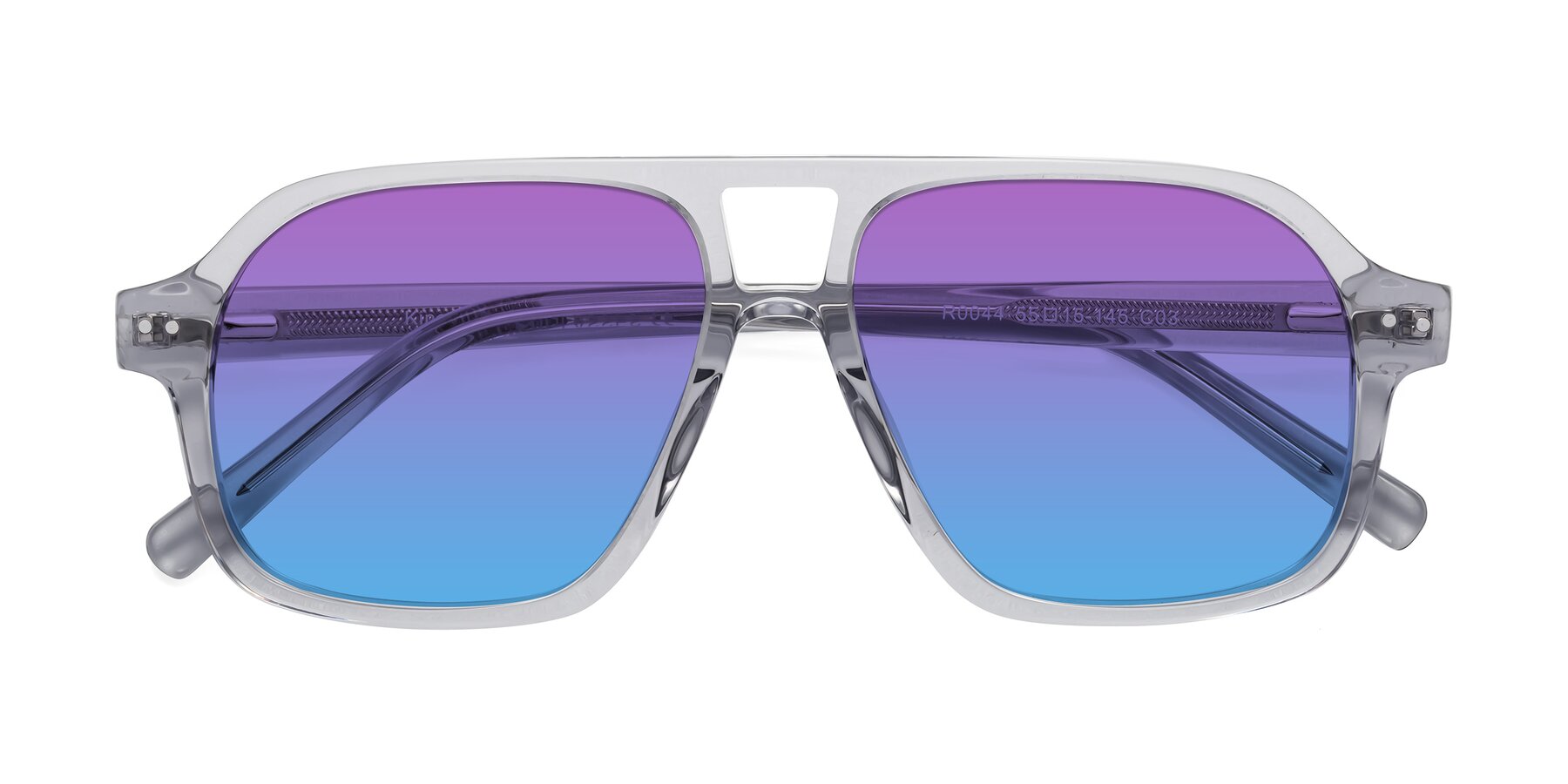 Folded Front of Kingston in Transparent Gray with Purple / Blue Gradient Lenses