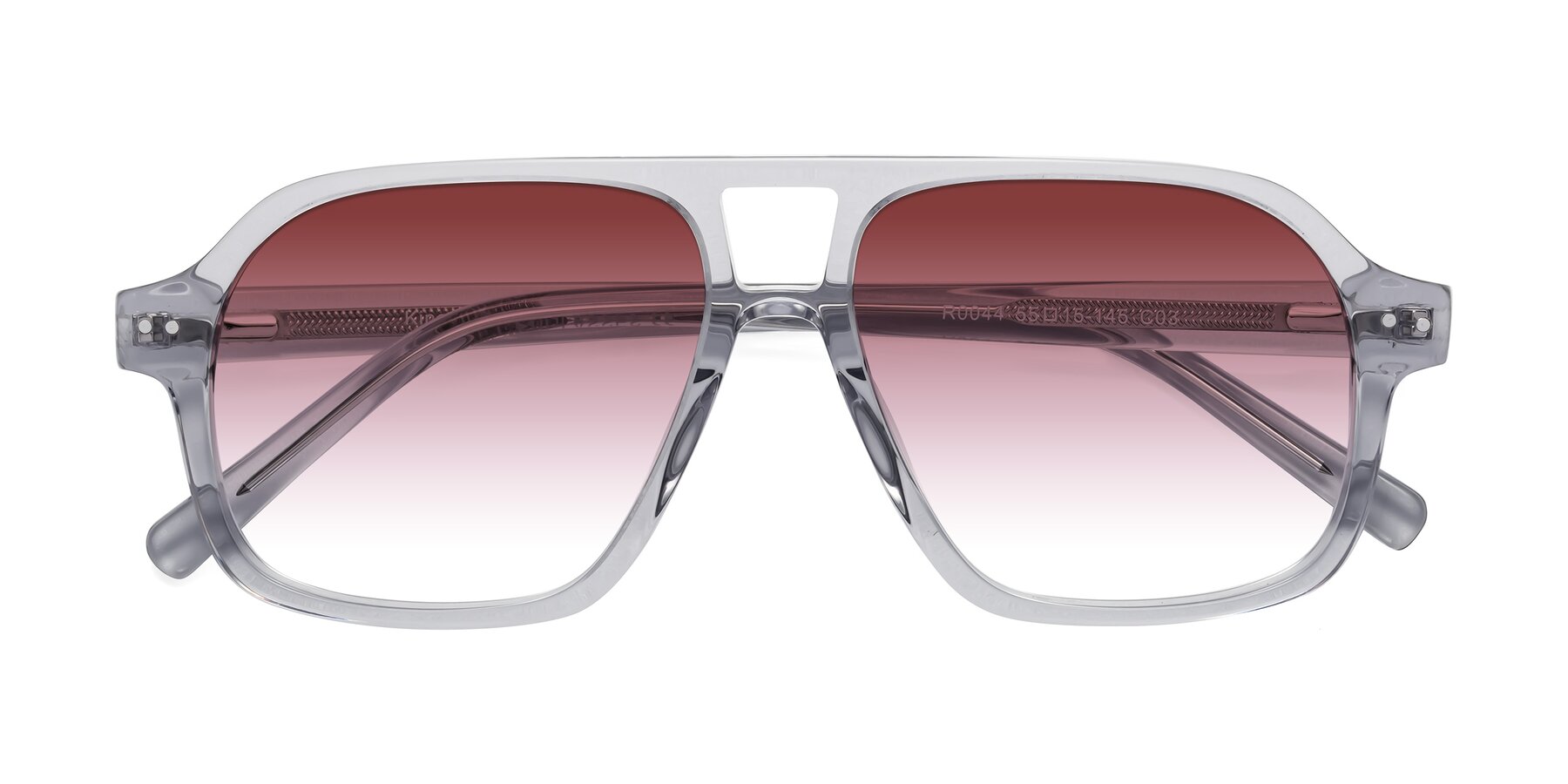 Folded Front of Kingston in Transparent Gray with Garnet Gradient Lenses