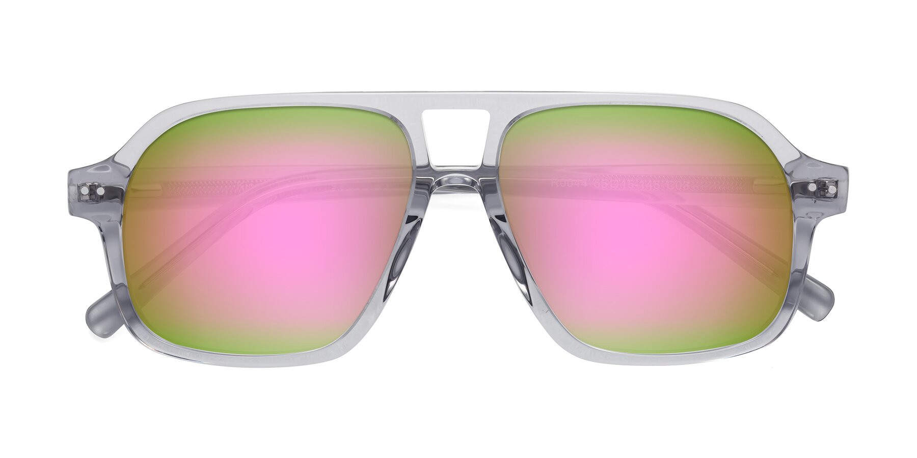 Folded Front of Kingston in Transparent Gray with Pink Mirrored Lenses