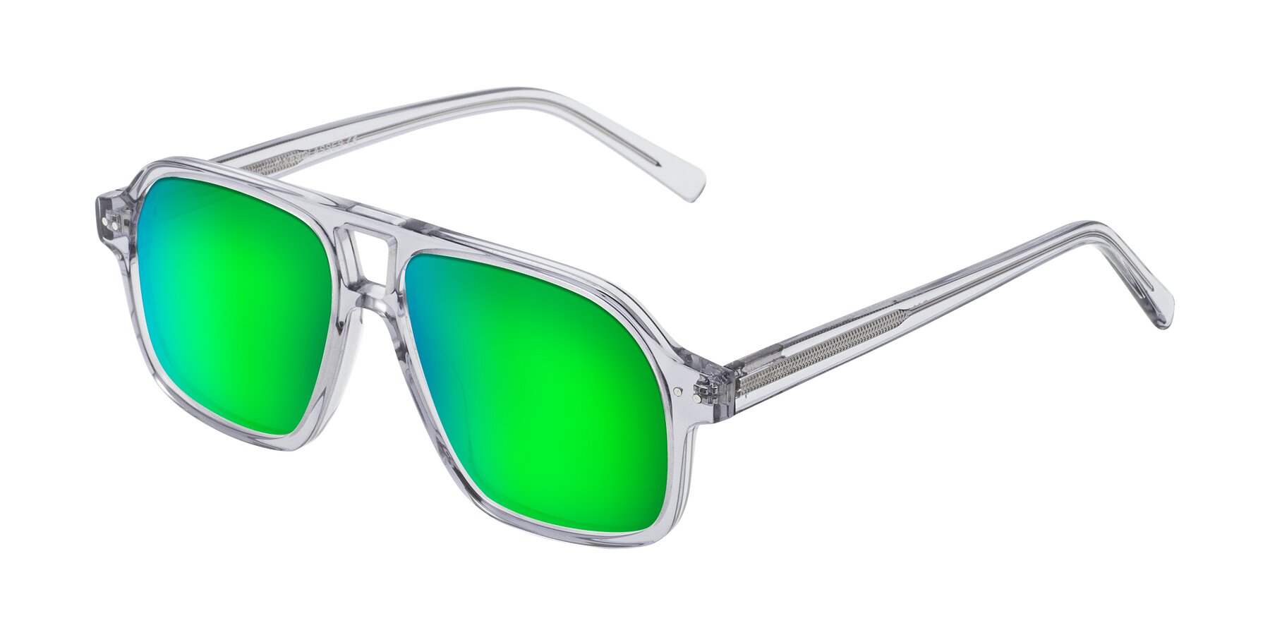 Angle of Kingston in Transparent Gray with Green Mirrored Lenses