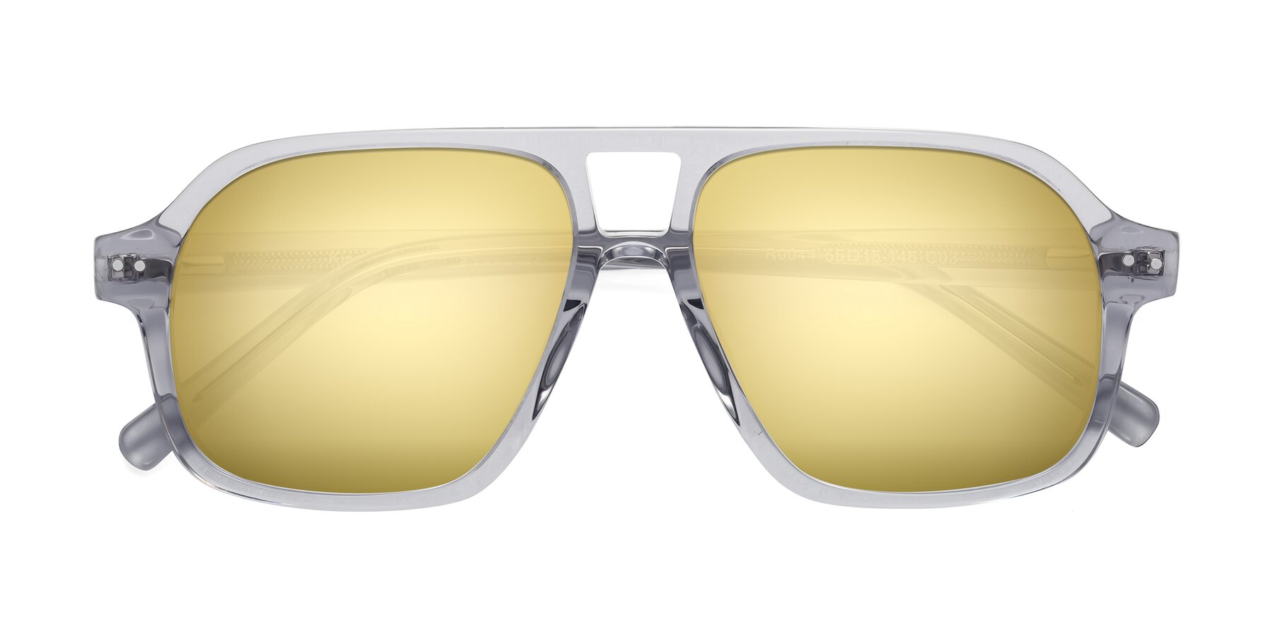 Folded Front of Kingston in Transparent Gray with Gold Mirrored Lenses