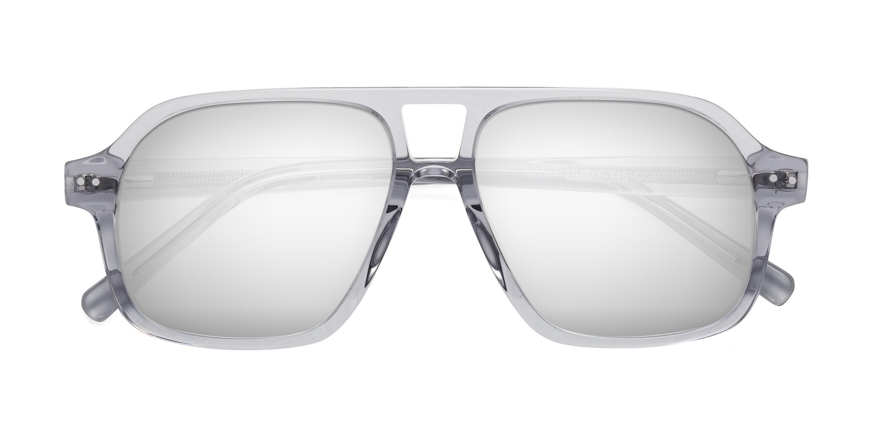 Folded Front of Kingston in Transparent Gray with Silver Mirrored Lenses