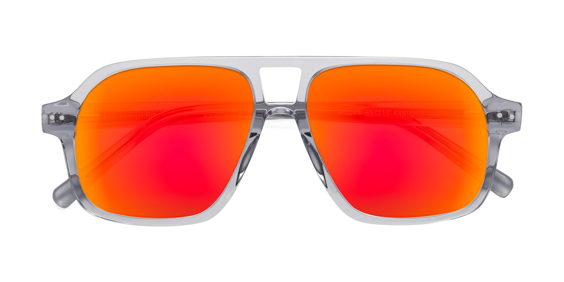 Folded Front of Kingston in Transparent Gray with Red Gold Mirrored Lenses