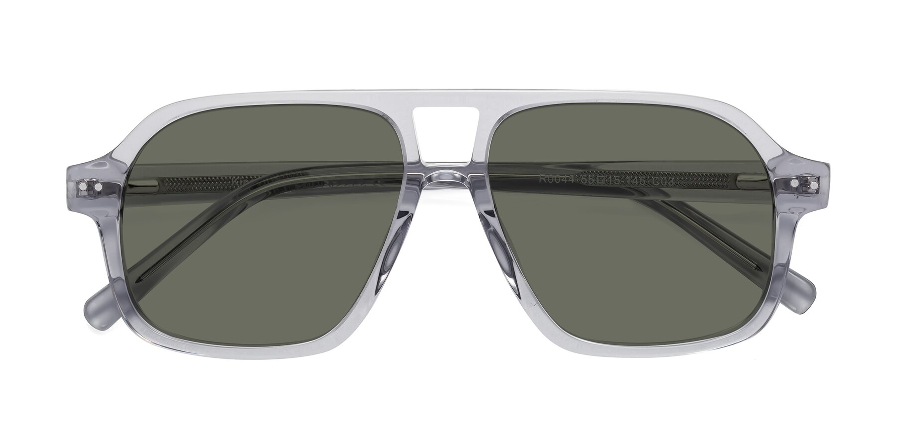 Folded Front of Kingston in Transparent Gray with Gray Polarized Lenses