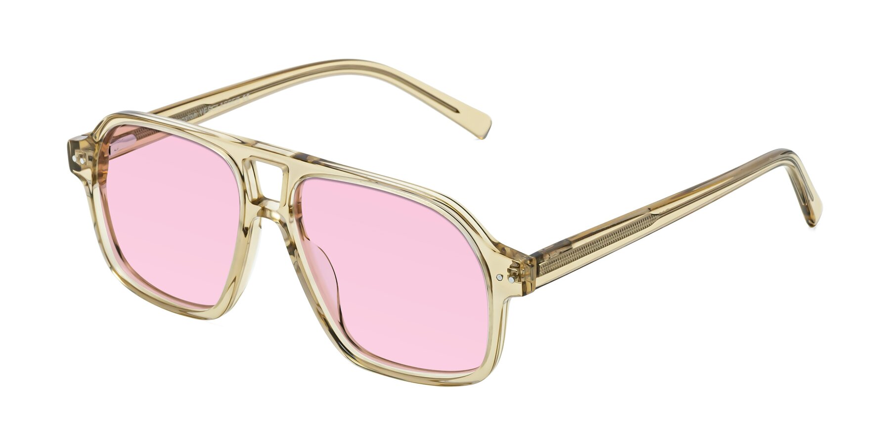 Angle of Kingston in Amber with Light Pink Tinted Lenses