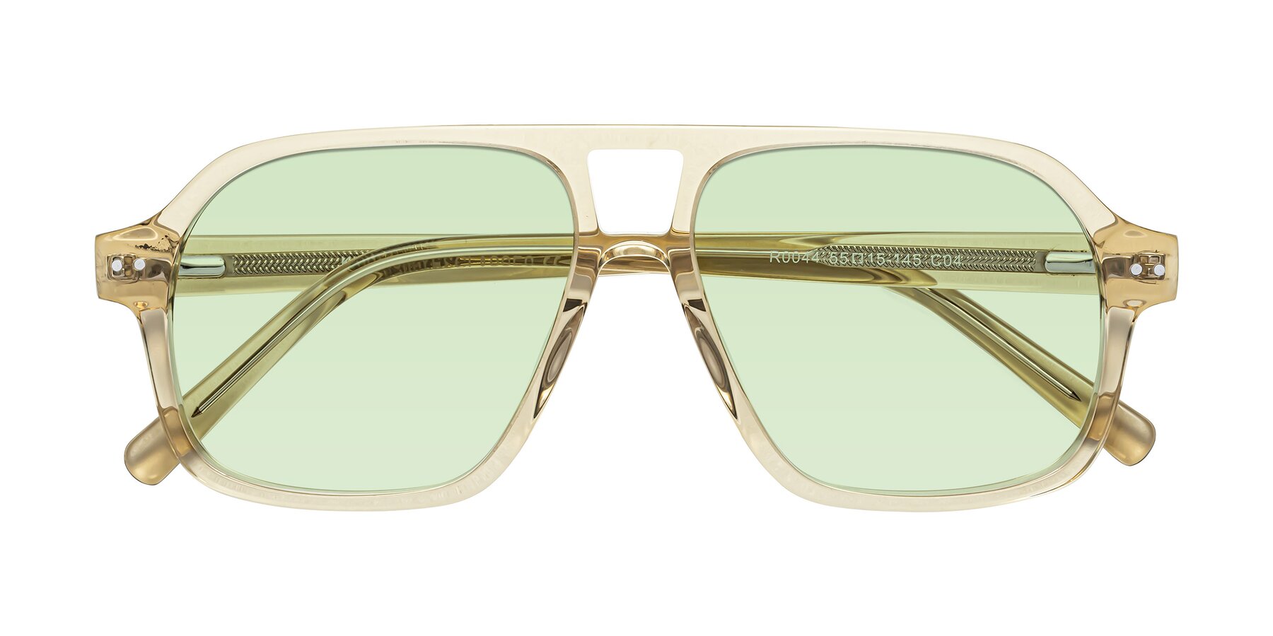 Folded Front of Kingston in Amber with Light Green Tinted Lenses