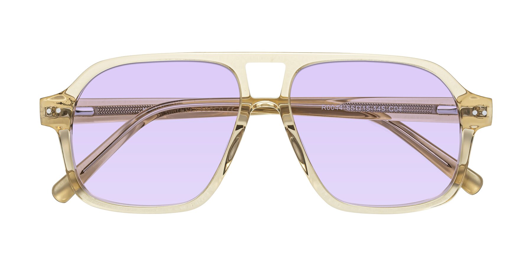 Folded Front of Kingston in Amber with Light Purple Tinted Lenses